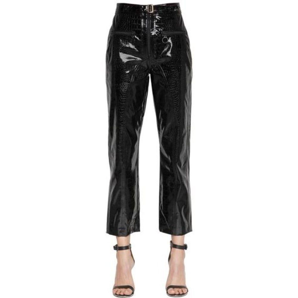 Revolve Self-Portrait Black Faux Leather Croc Pants